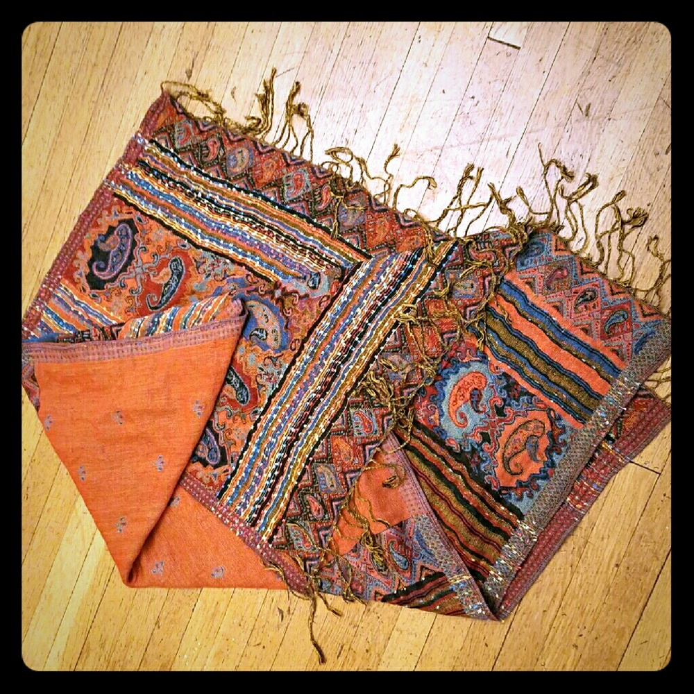 Showl/scarf double sided  (orange/blue)