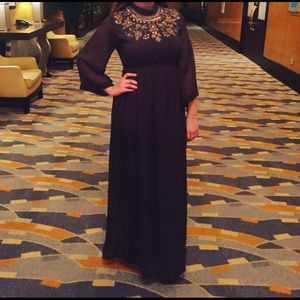 Olive green maxi dress with gold sequins