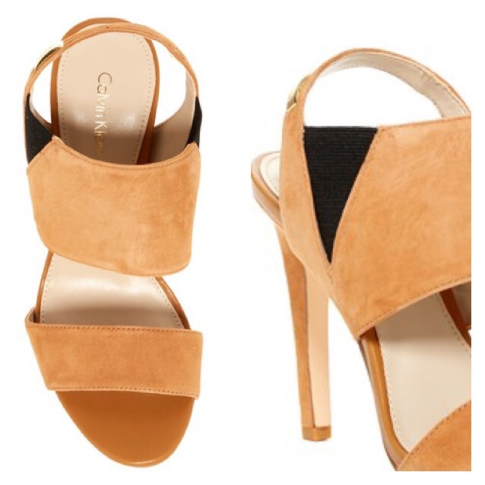 Sale Calvin Klein Safari Suede Sandal Tan NIB - Picture 2 of 5