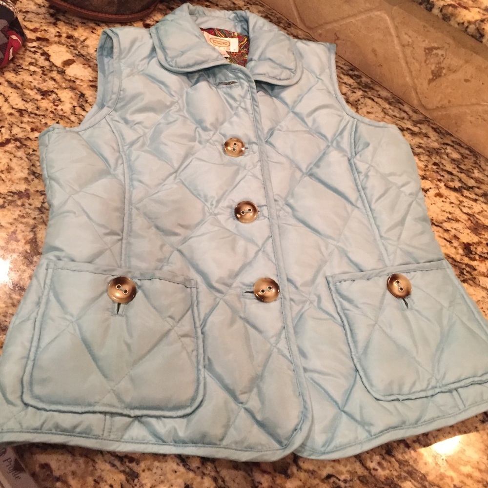 Soft Turquoise Blue Quilted Vest Petite