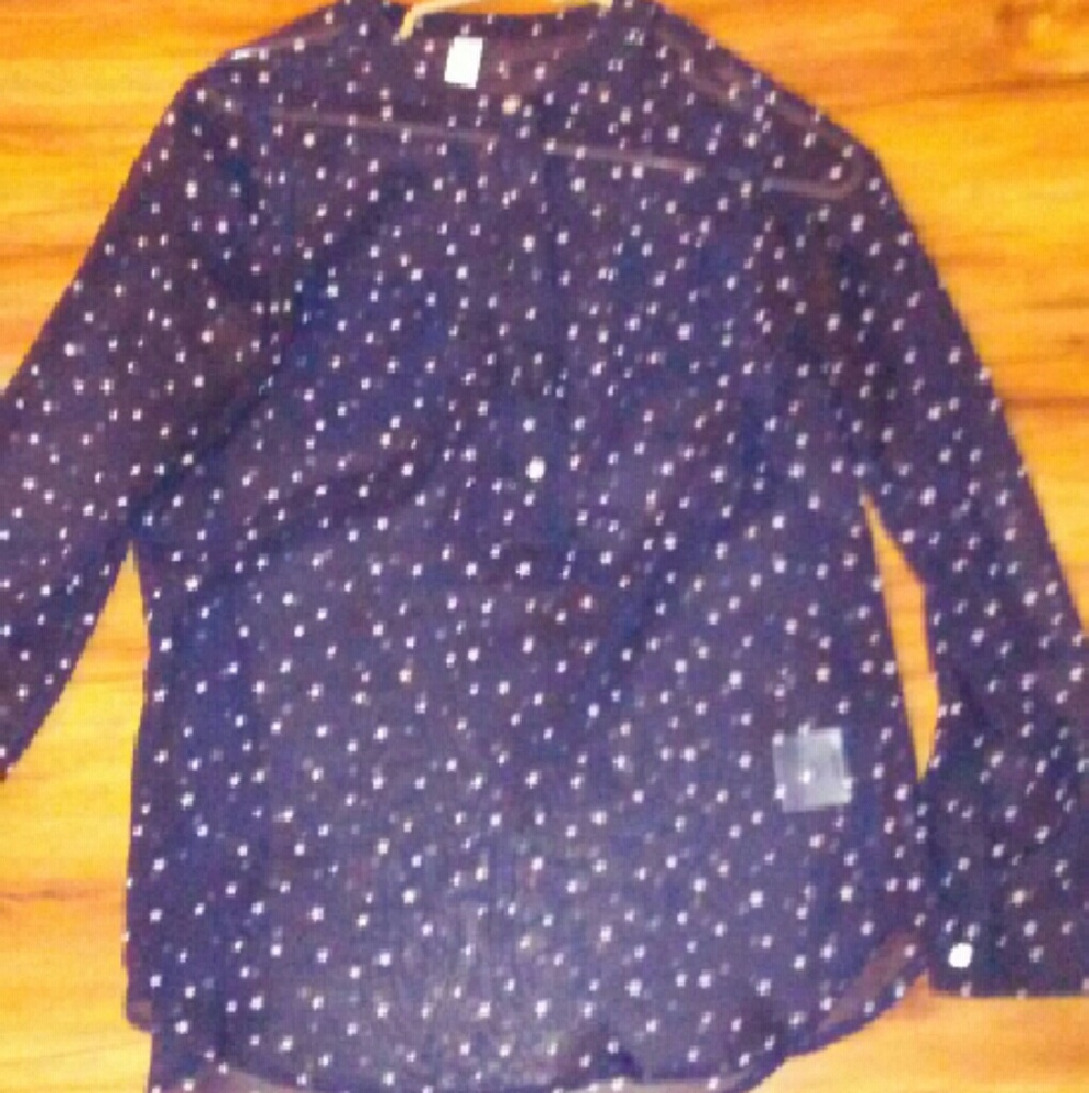 Navy blue see thru star blouse