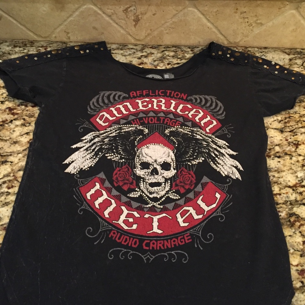 Affliction American Metal Bling T-Shirt xs