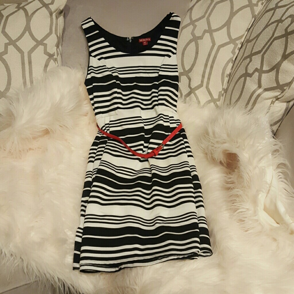 Black and white striped dress