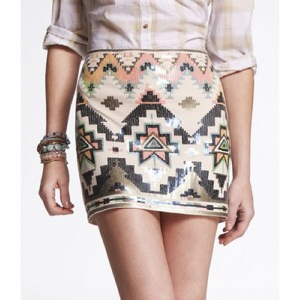 Express sequin mini skirt