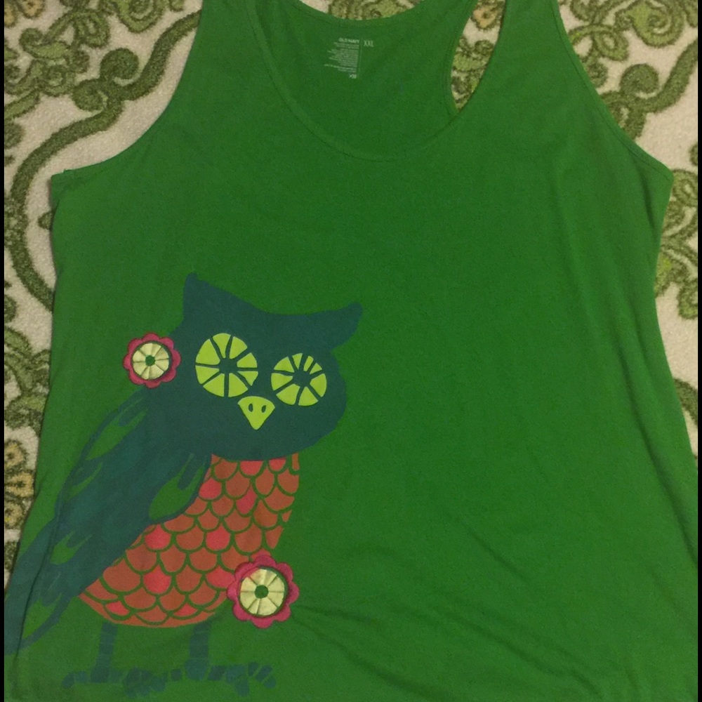 Green old navy XXL owl tank top