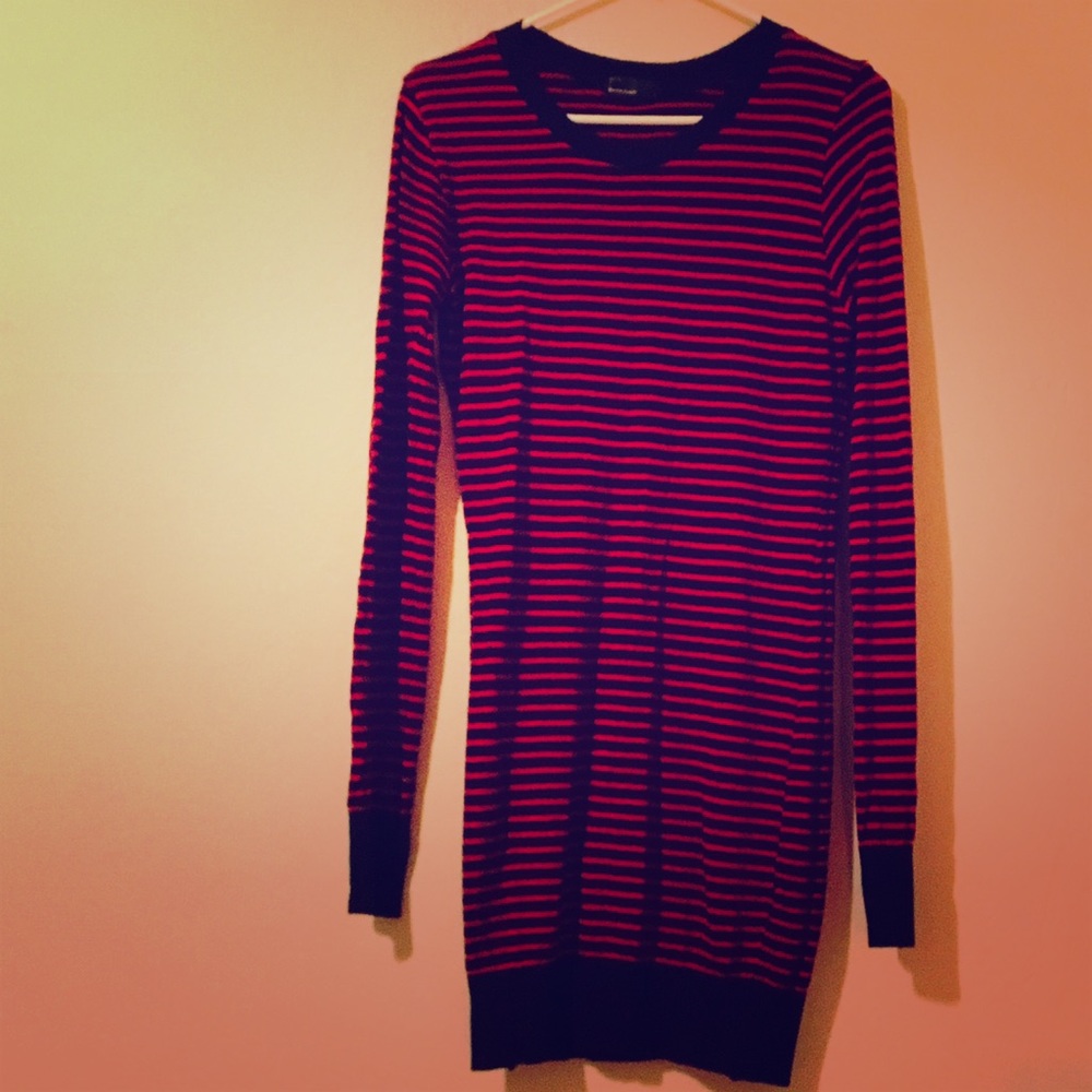 Red and blue striped sweater dress size large