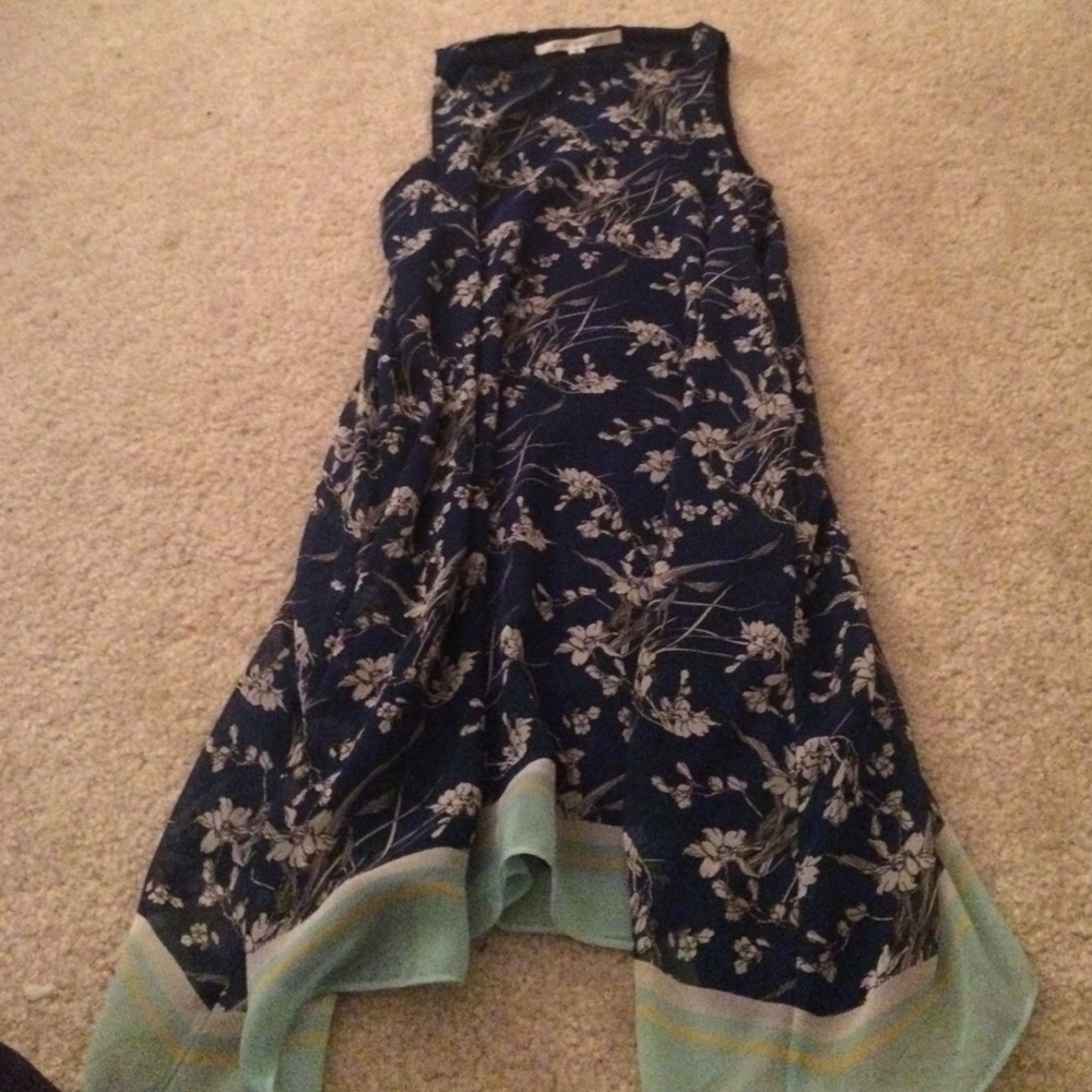Blue Floral Chiffon Dress