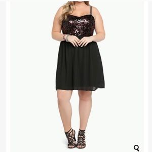 Torrid black dress with red sequins!! Super cute.