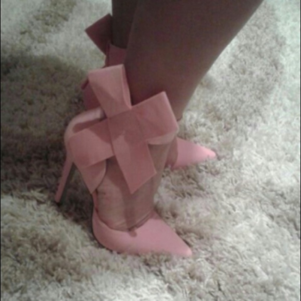 Bow Heels Pumps Suede LIGHT PINK - Picture 3 of 4