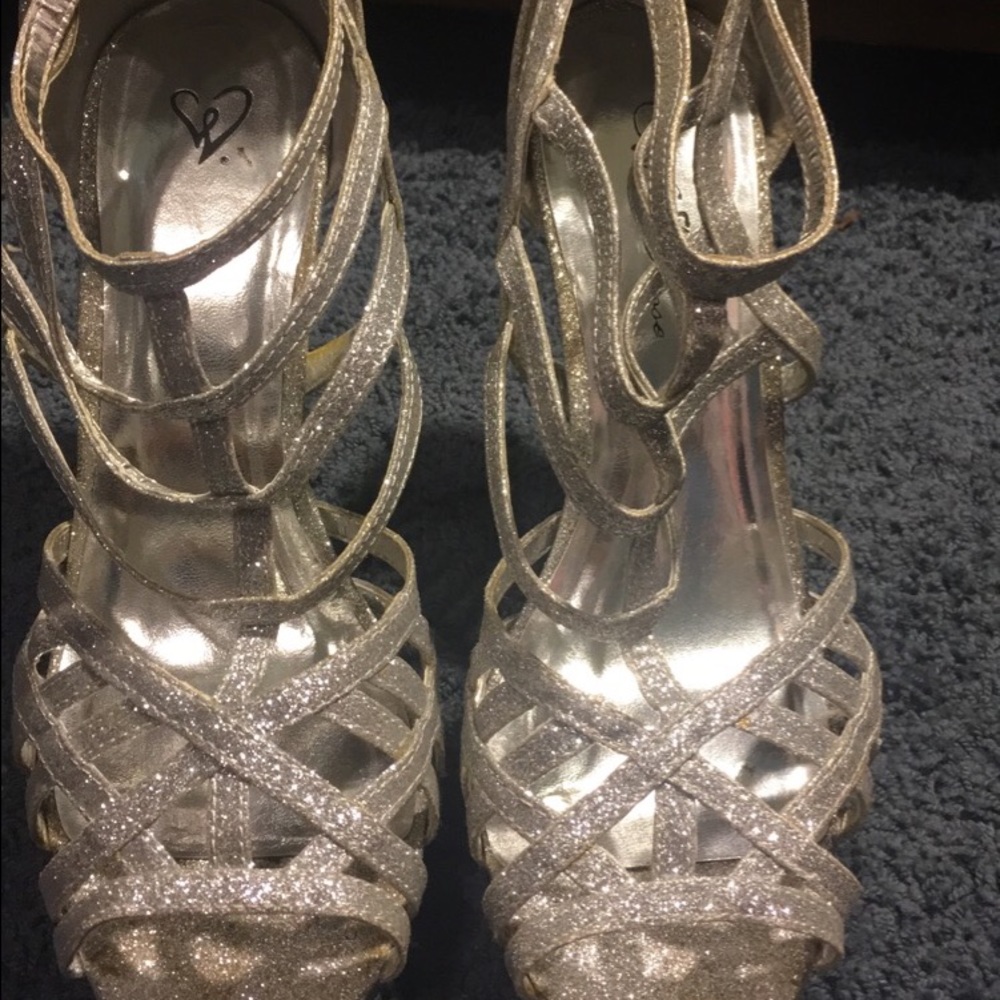 Wild Rose Silver Glitter Strap Heels from Windsor