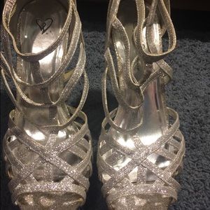 Wild Rose Silver Glitter Strap Heels from Windsor