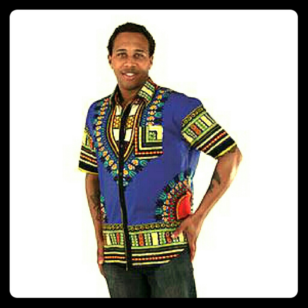 Button-down collard traditional print cotton shirt