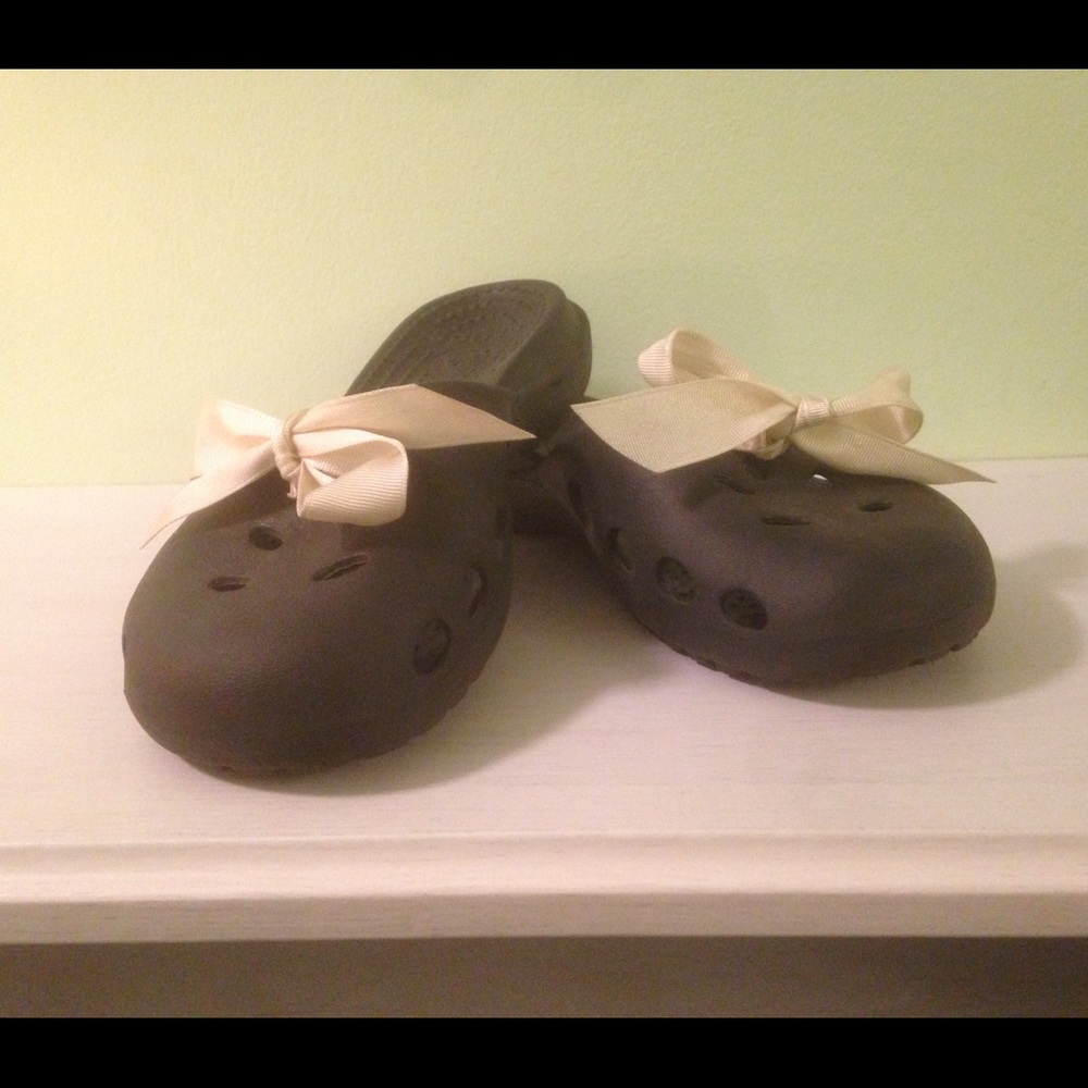Croc Flats With Ribbons
