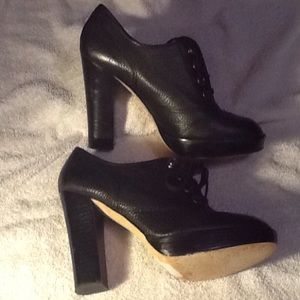Coach brand black high heel tie up oxfords