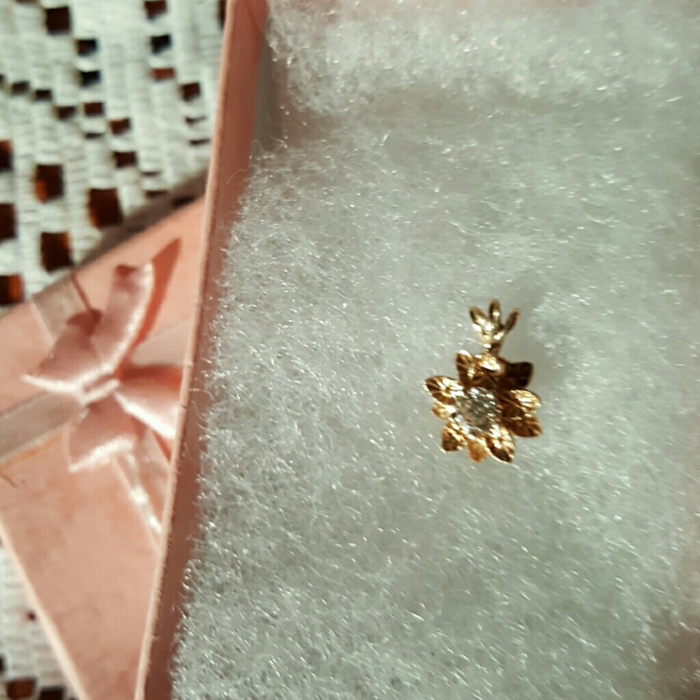 1/4" Diamond+ 5/8"x1/2" 14k Gold Pendant