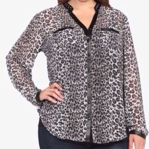 Gray, leopard blouse
