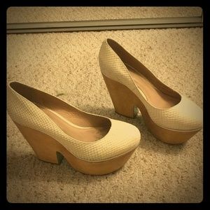 White snake leather platforms