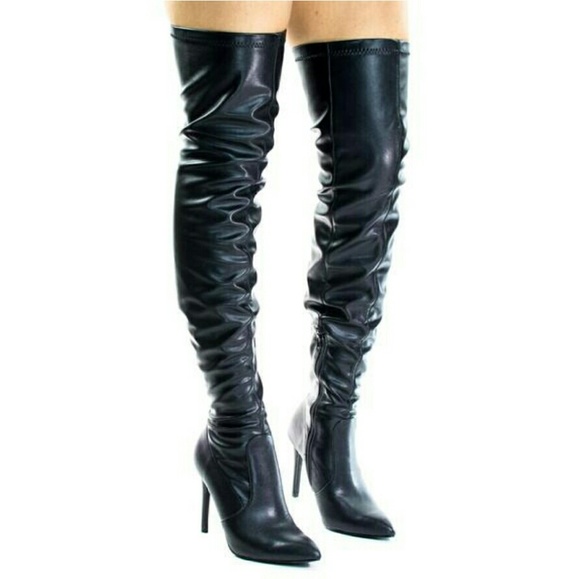 Last Size 11🖤 Black Leather Over The Knee Boot - Picture 3 of 8