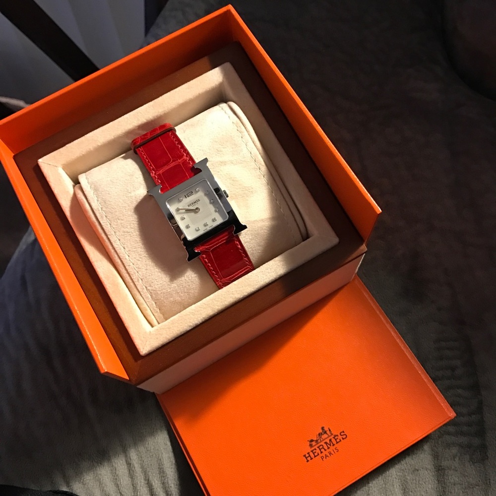 Brand new Hermes Watch with crocodile band