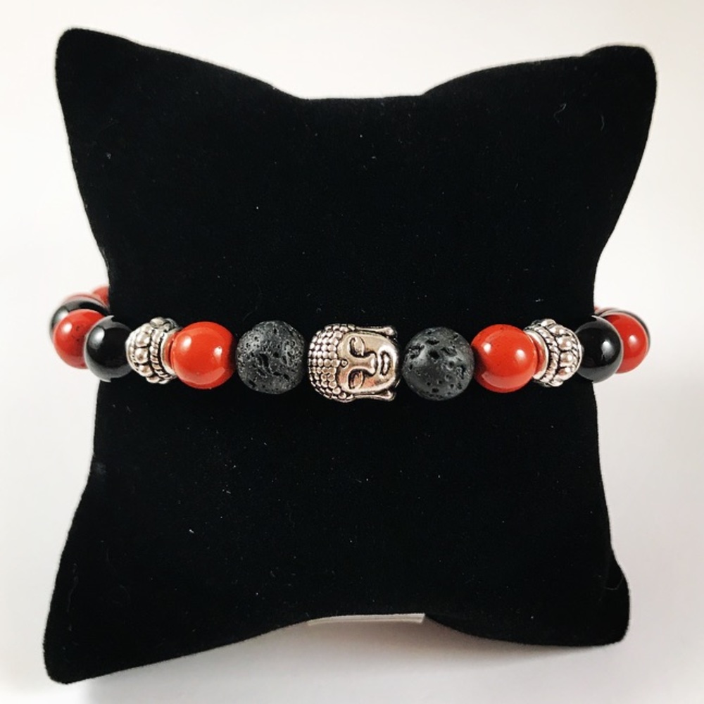 Men or women lava rock bead buddha bracelet - Picture 2 of 6