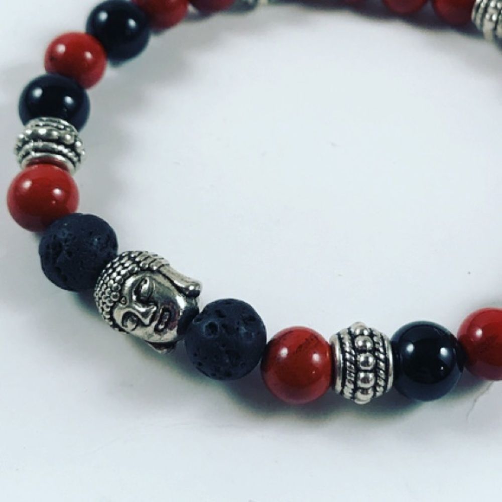Men or women lava rock bead buddha bracelet - Picture 5 of 6