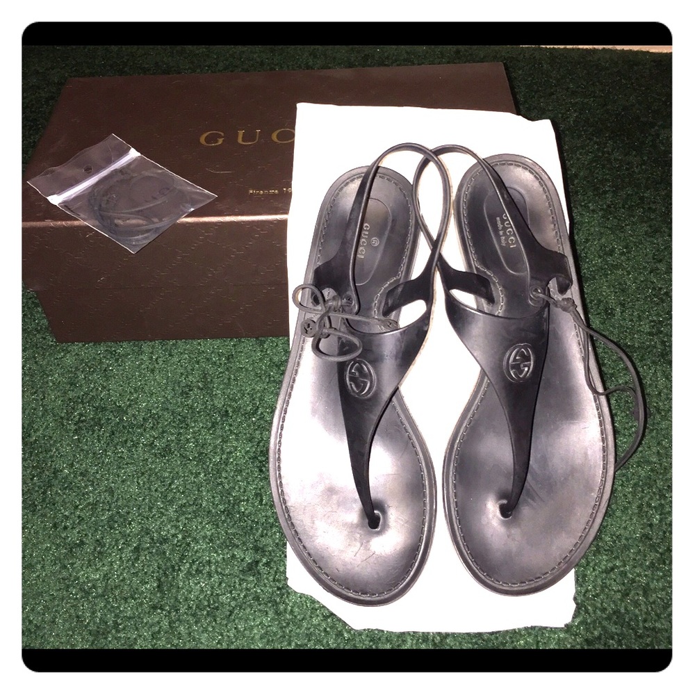 Authentic Black Gucci sandals with box