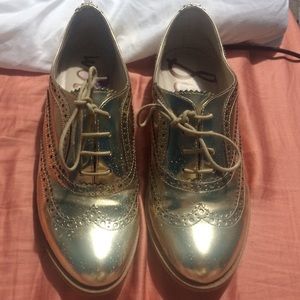 Metallic gold Oxfords