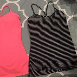 Black and white striped lululemon tank