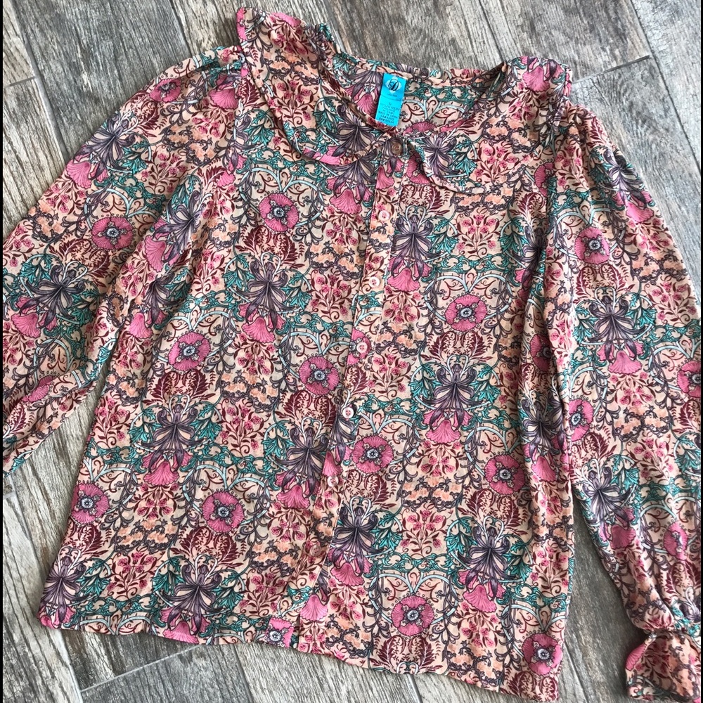 Floral D collection Button Down Blouse