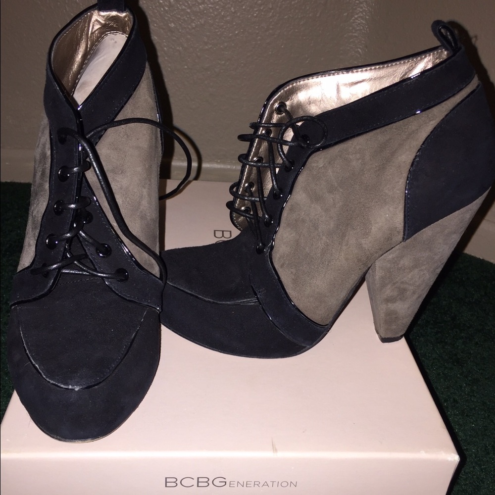 BCBGenetation black and grey suede booties