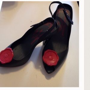 Black with red stamp heels/ size 10 uk 41
