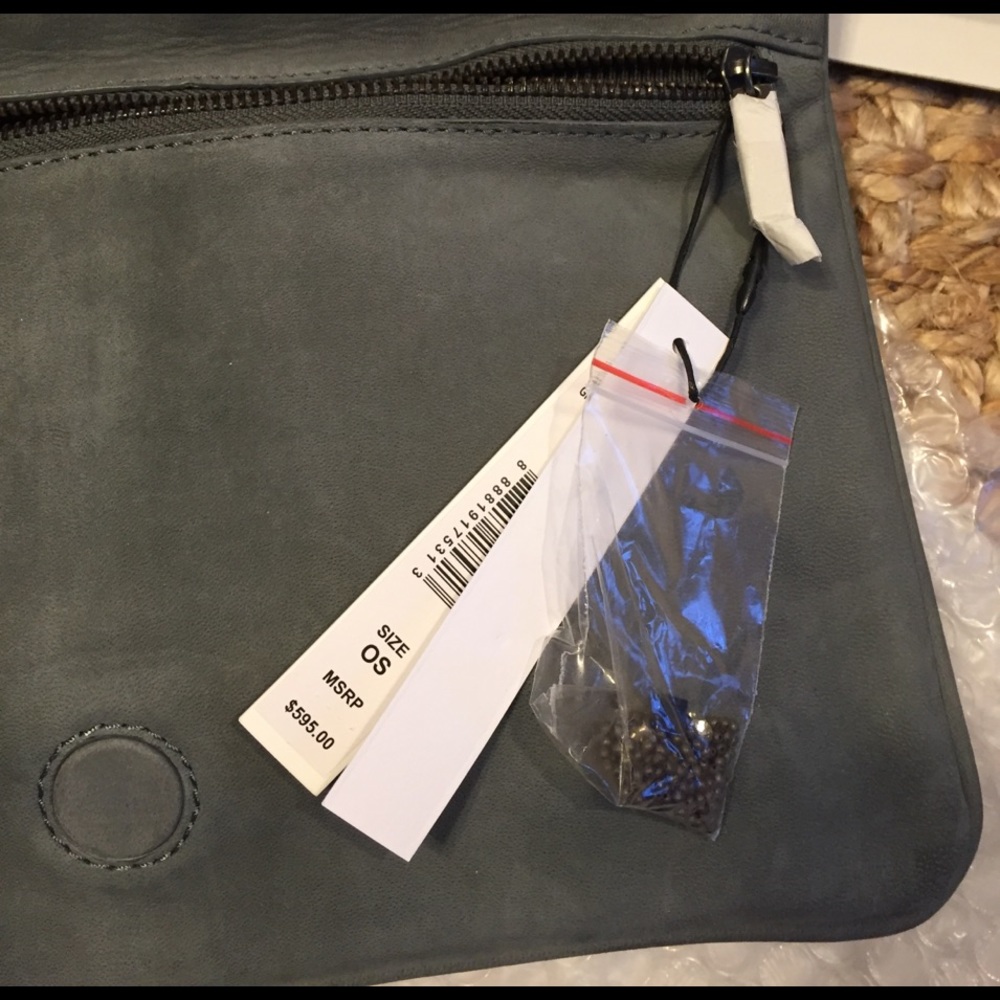 Gray Leather CLUTCH Alice + Olivia Rhinestone - Picture 7 of 8