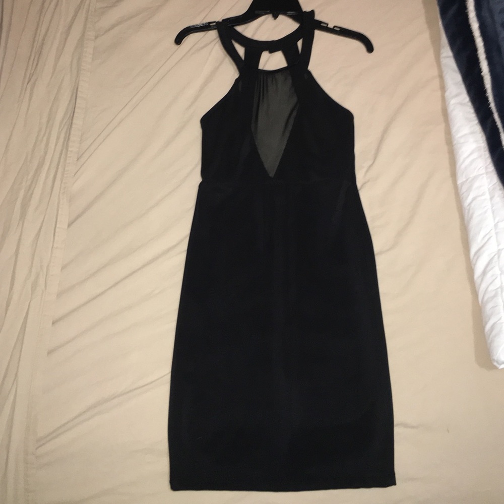 Black Mesh Insert Bodycon Dress