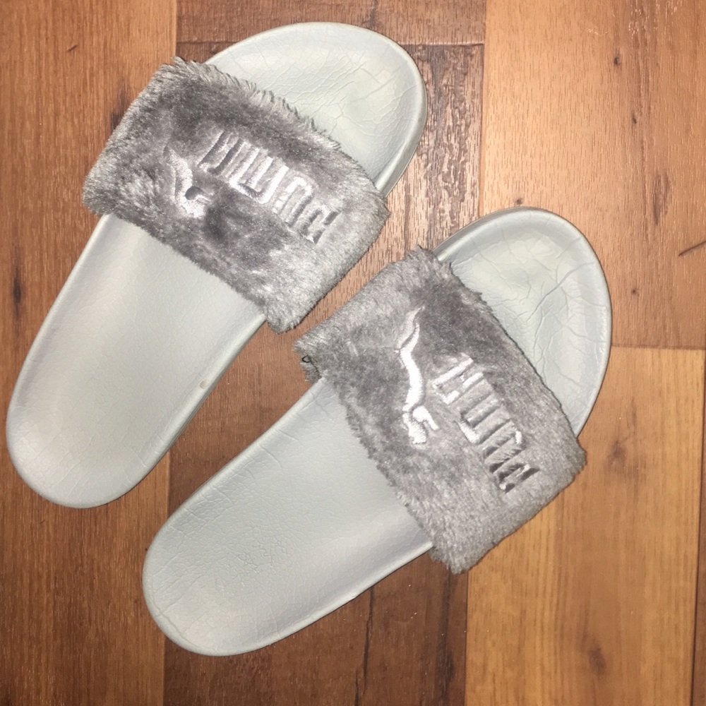 *Worn* Grey Rihanna Fenty Slides!