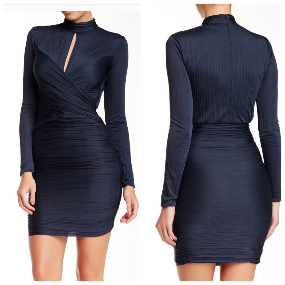 Halston Heritage high neck keyhole dress