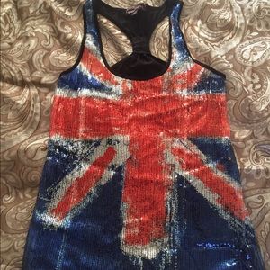 Sequence British flag racer back tank