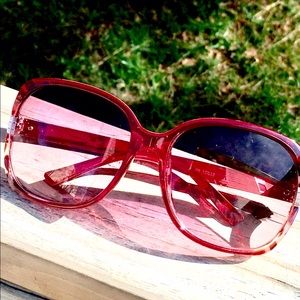 Red Sunglasses Rhinestone Leopard Corner Frame