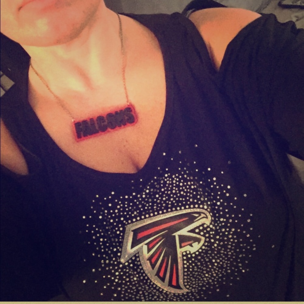 ATLANTA FALCONS Cold shoulder blouse with BLING!
