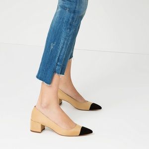 Zara mid-heel shoes with contrasting cap toe.