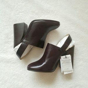 Zara Leather Open Sling Clogs