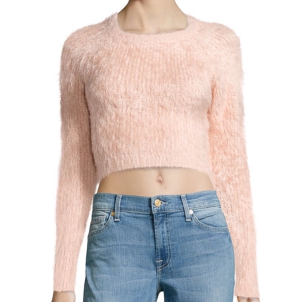 Lovers + Friends crop fuzzy sweater