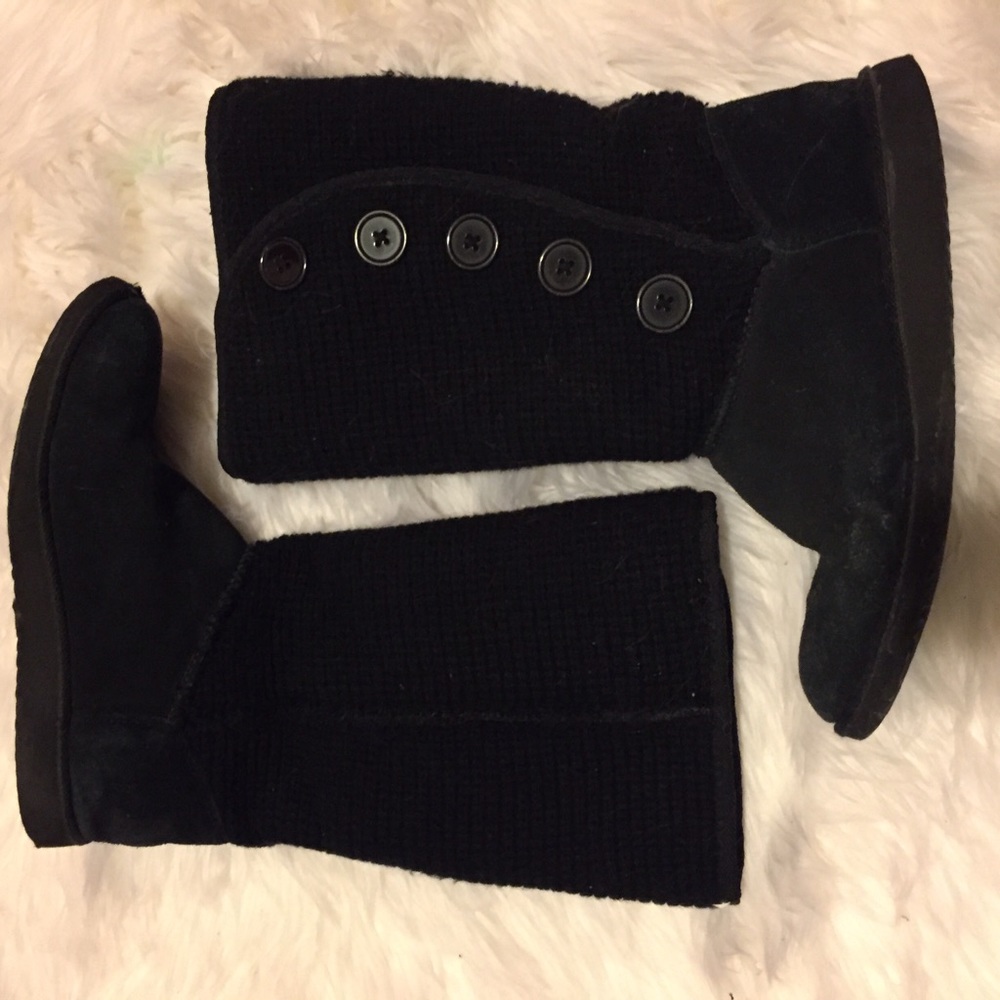 Black knitted winter boot fur lined