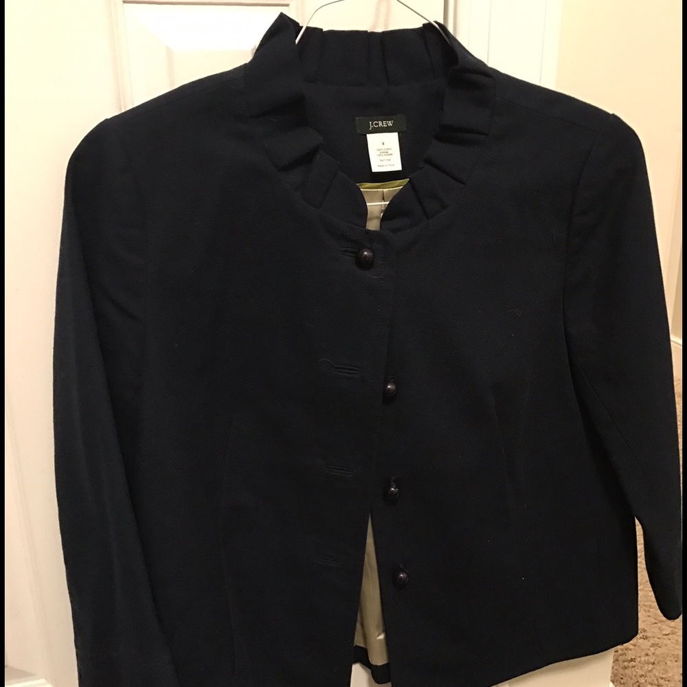 J Crew cotton pea coat with ruffle collar
