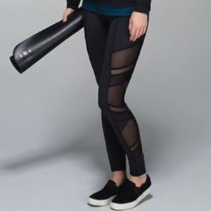 LULULEMON JUST BREATHE BLACK MESH LEGGINGS