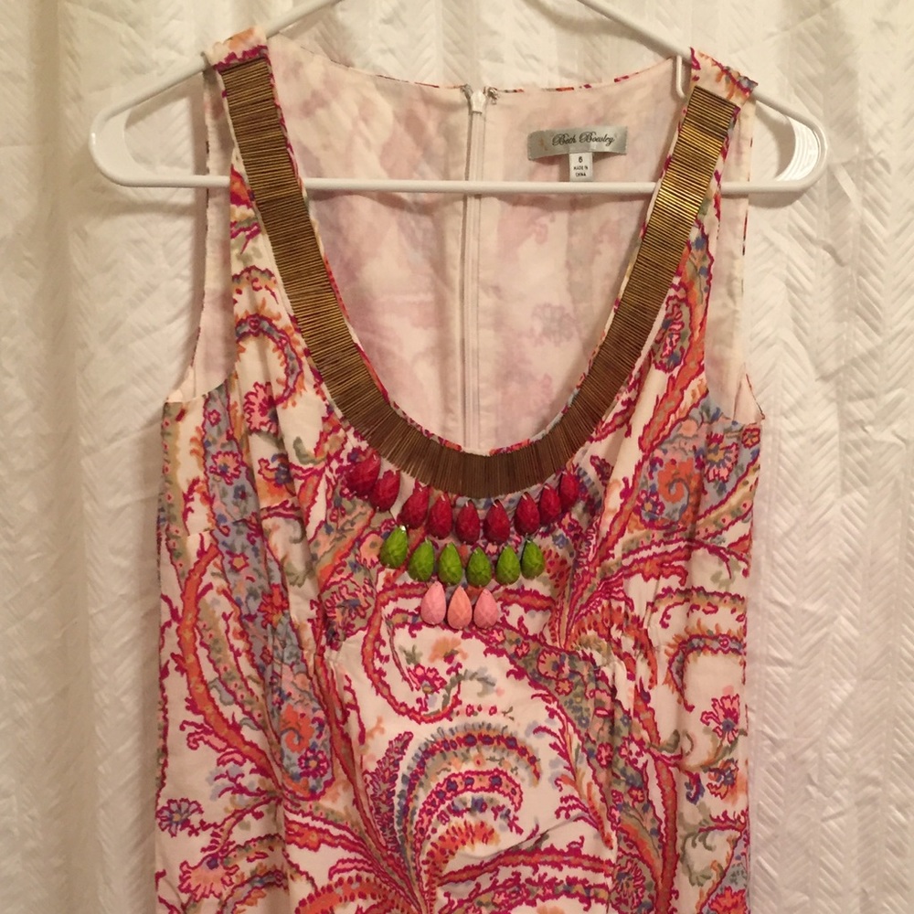 Print and beaded detail dress