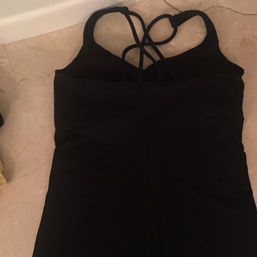 Lululemon black stretch top, skinny straps. No tag