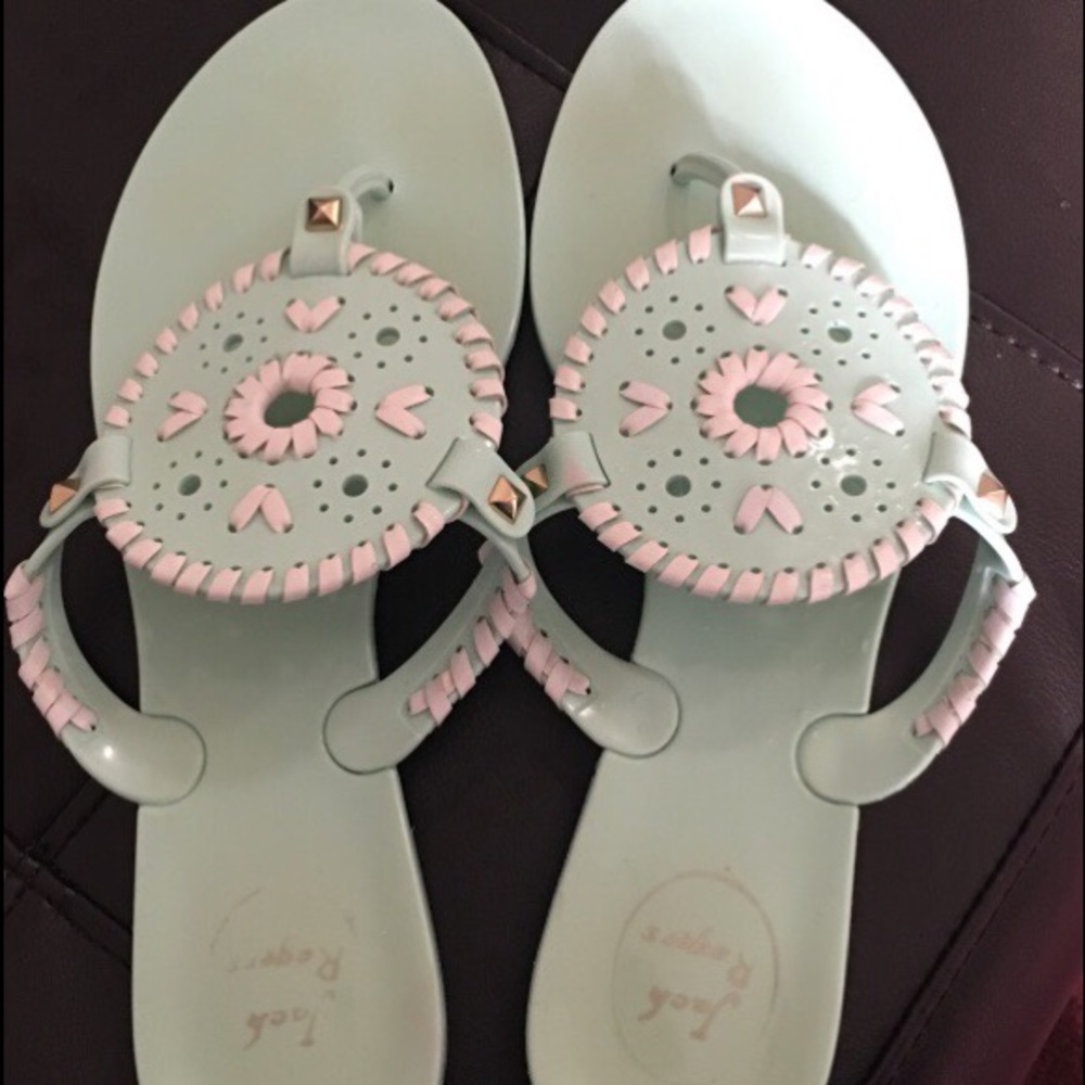 Mint and White Jack Rogers Georgica Jellies