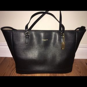 Coach tote bag with interior laptop pocket.