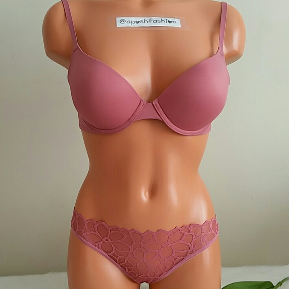 Nwt Pink Vs Push-up Bra 34B + Panty size S - Picture 2 of 4