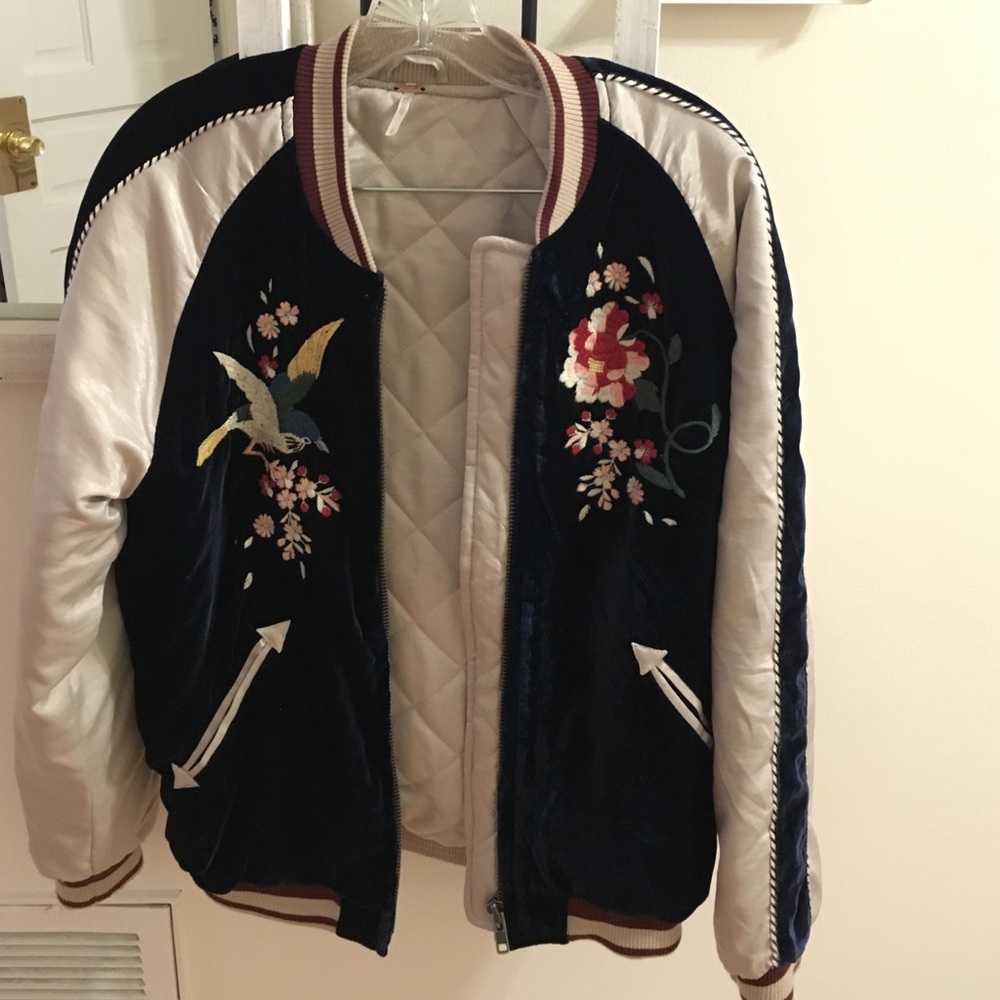 Free People floral embroidered bomber